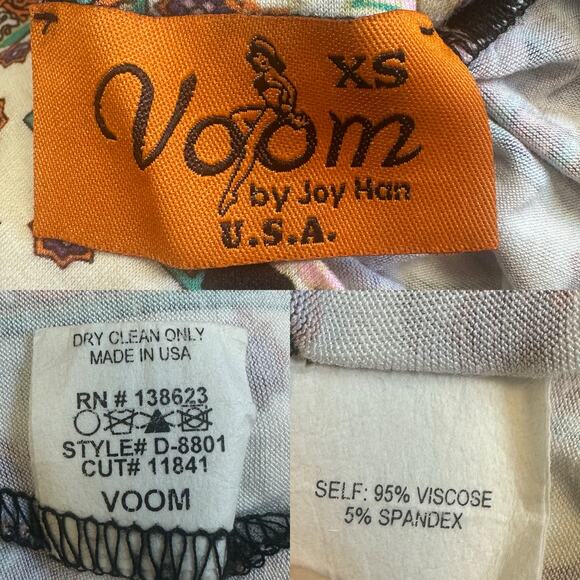 Voom by Joy Han VTG 00s Tiered Maxi Skirt Strapless Dress Geometric Mod Boho XS - Picture 12 of 12